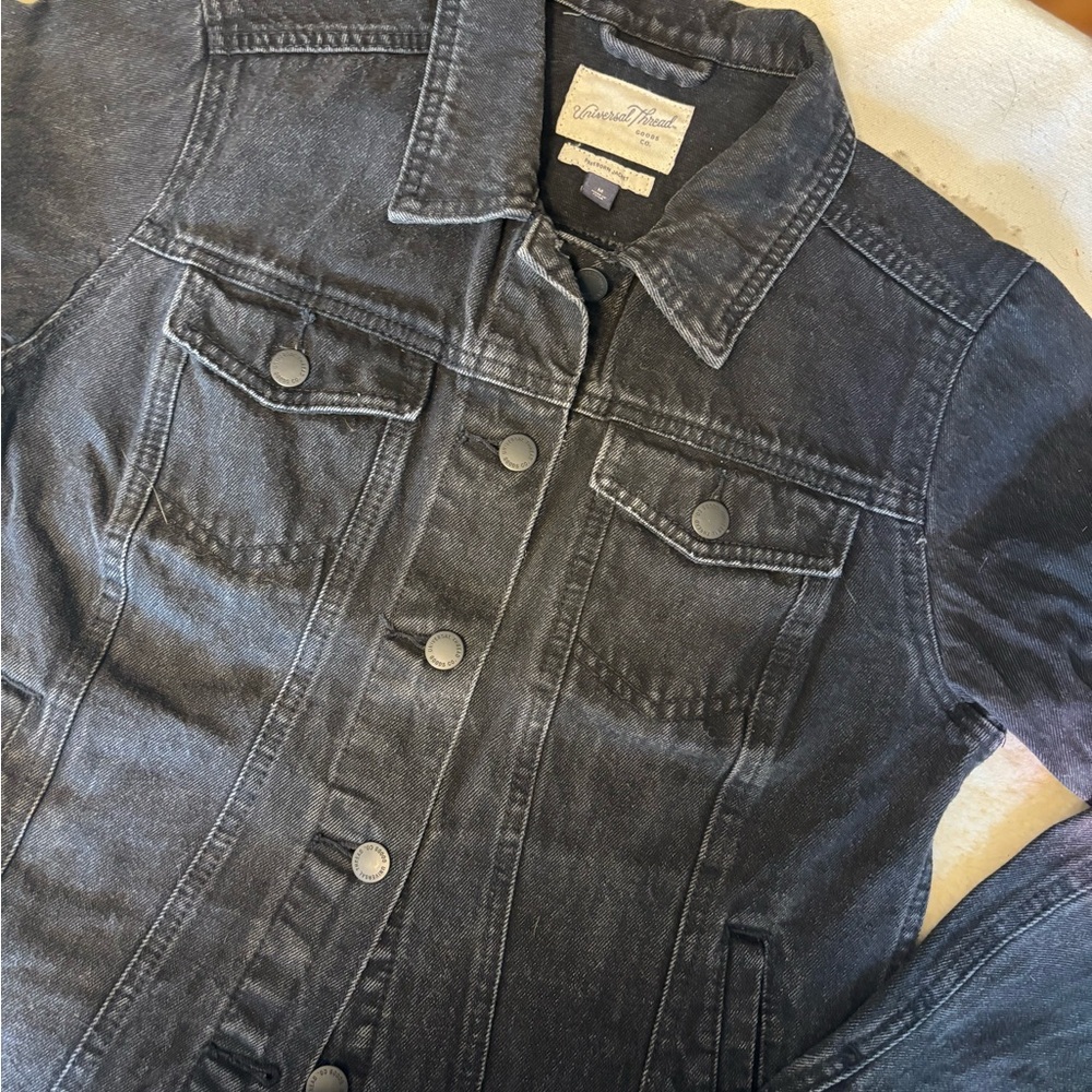 Universal Thread Distressed Black Denim Jacket - image 5
